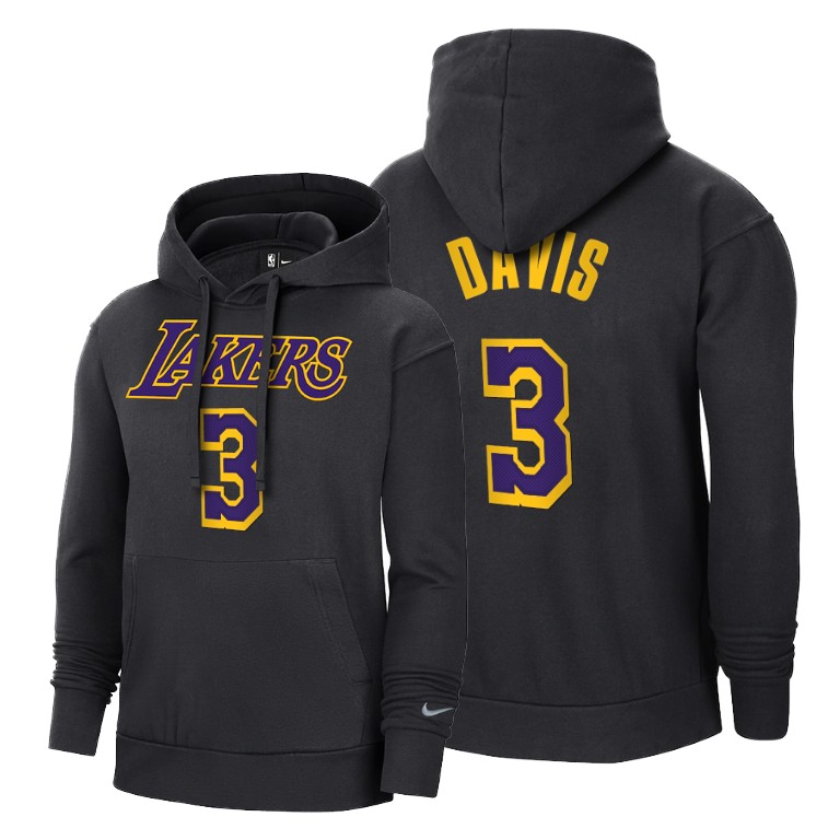 Men's Los Angeles Lakers Anthony Davis #3 NBA 2021 Earned Edition Charcoal Basketball Hoodie FDJ5383WG